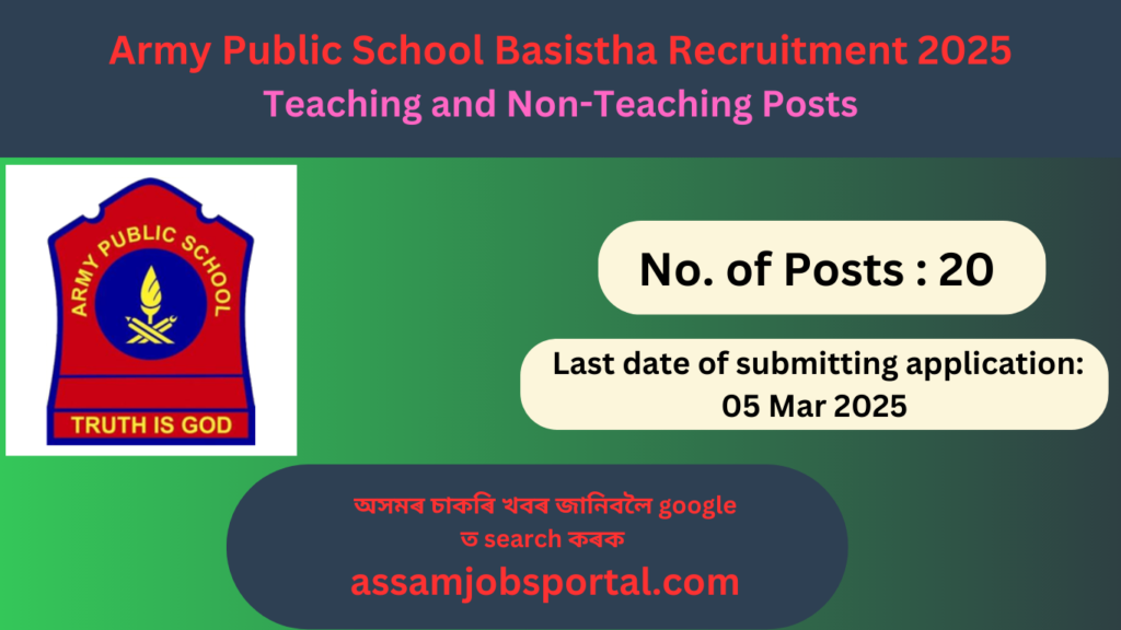 Job in Guwahati 2025: Army Public School Basistha Recruitment for Teaching and Non-Teaching Posts
