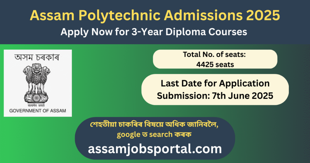 Assam Polytechnic Admissions Open: Apply Now for 3-Year Diploma Courses (2025–26)