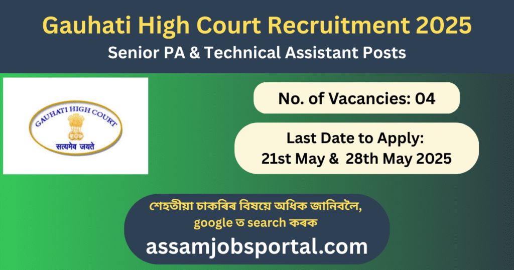 Gauhati High Court Recruitment 2025: Apply Now for Senior PA & Technical Assistant Posts