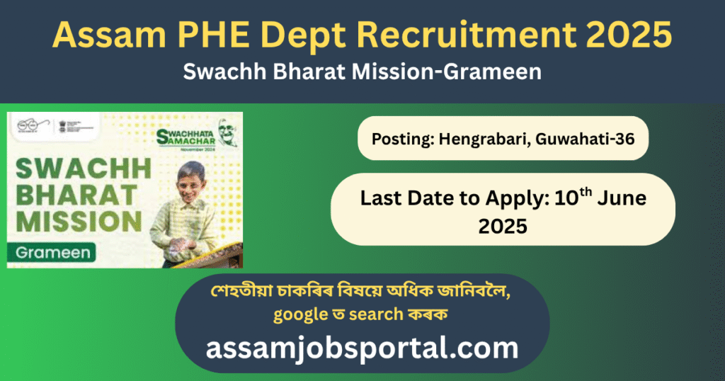 Assam PHE Dept Vacancy: Apply by June 10