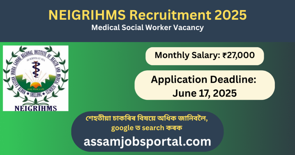 Medical Social Worker Vacancy NEIGRIHMS 2025: Apply Now