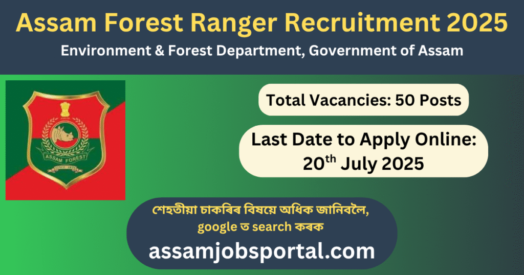 Assam Forest Ranger Recruitment 2025: Apply for 50 Posts