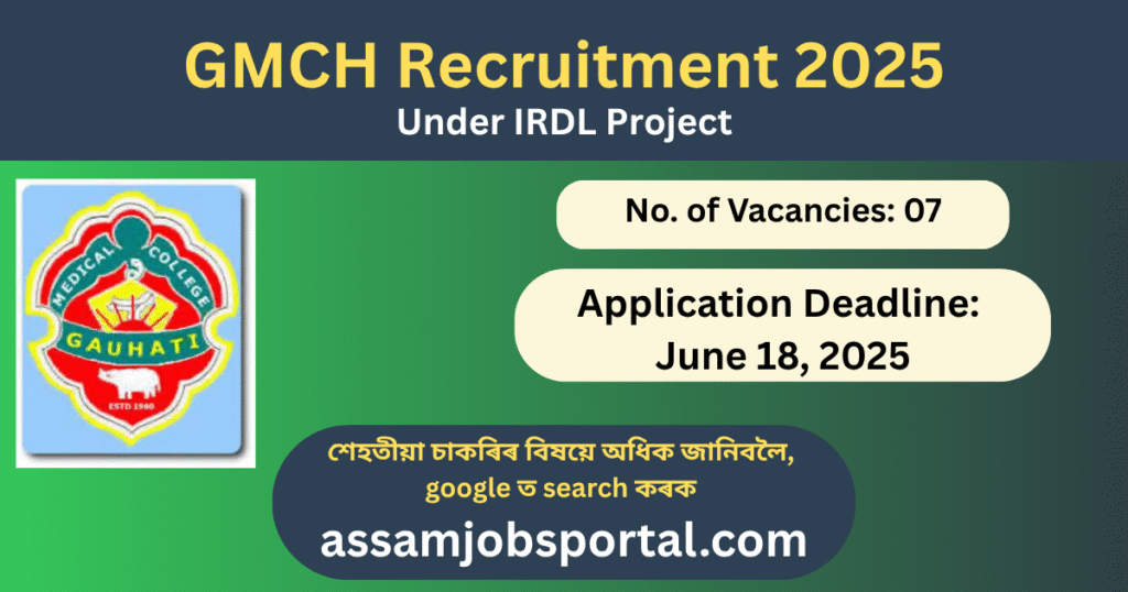 GMCH Recruitment 2025: 07 Vacancies under IRDL Project